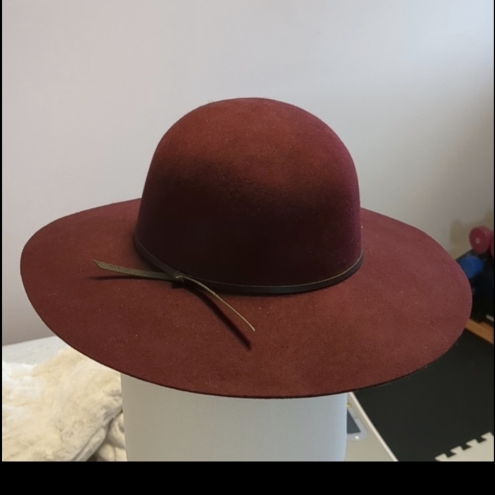 NWT 'Ace of Something' Australia Burgundy Wool Wide Brim Hat - M - Picture 5 of 6